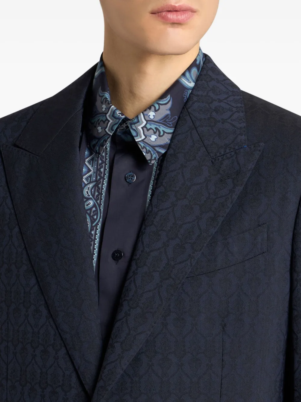 ETRO Wollen blazer met jacquard Blauw