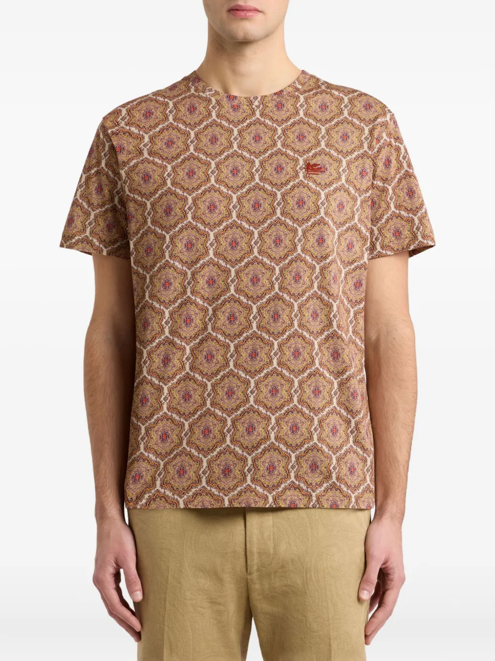 ETRO Katoenen T-shirt met paisley-print Bruin