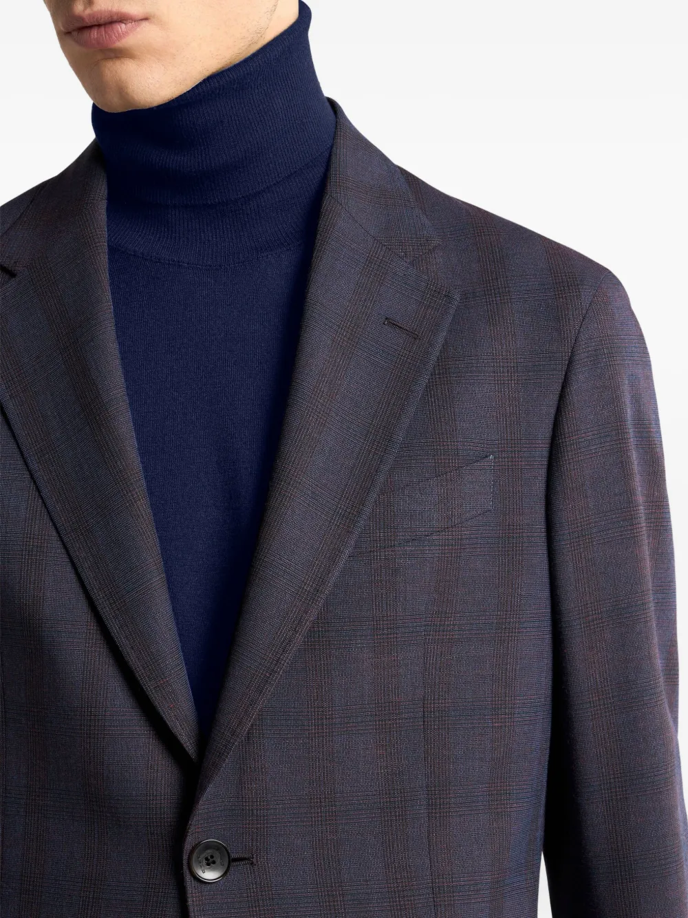 ETRO check-pattern wool suit Blauw