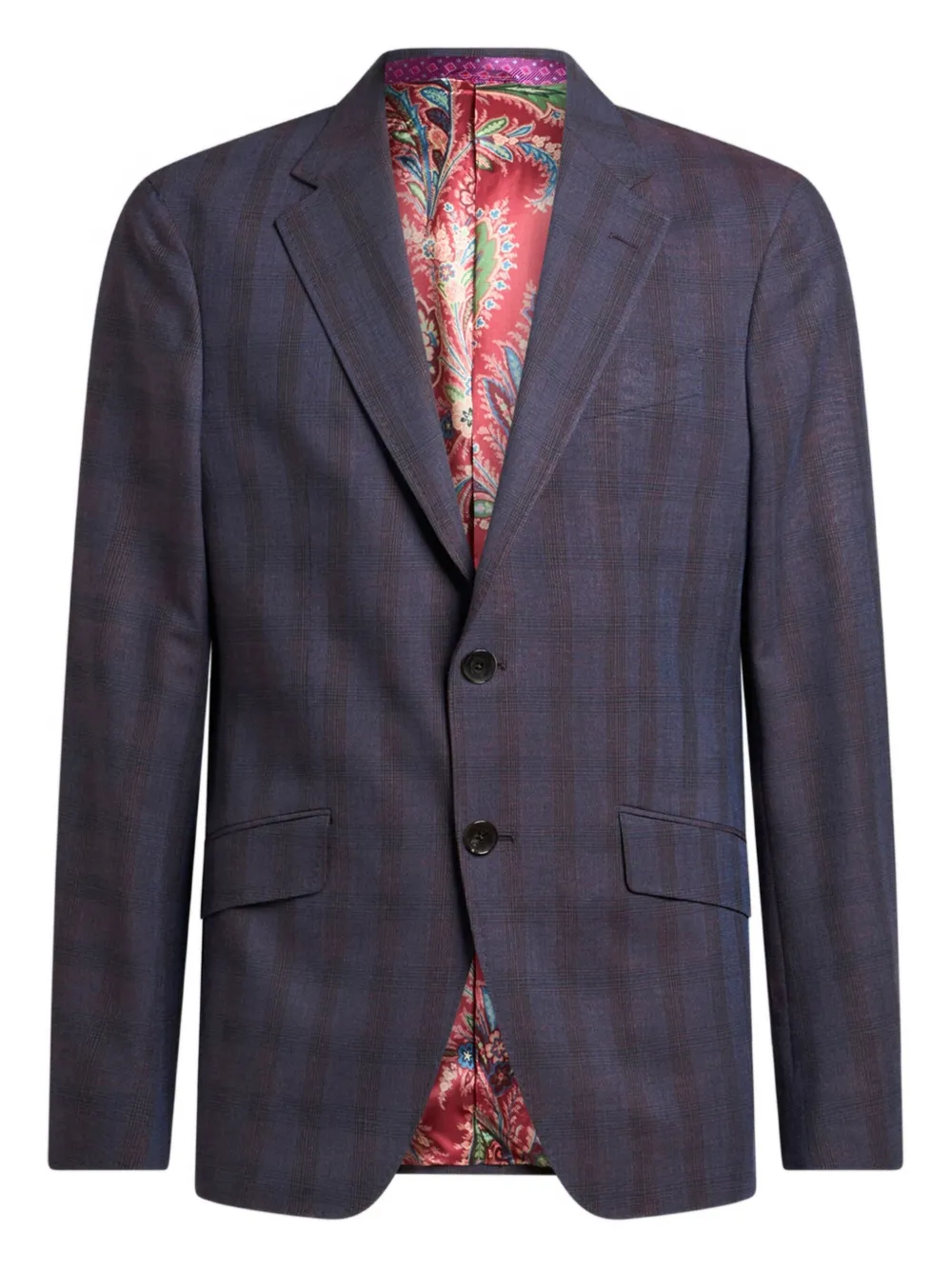 ETRO check-pattern wool suit Blauw