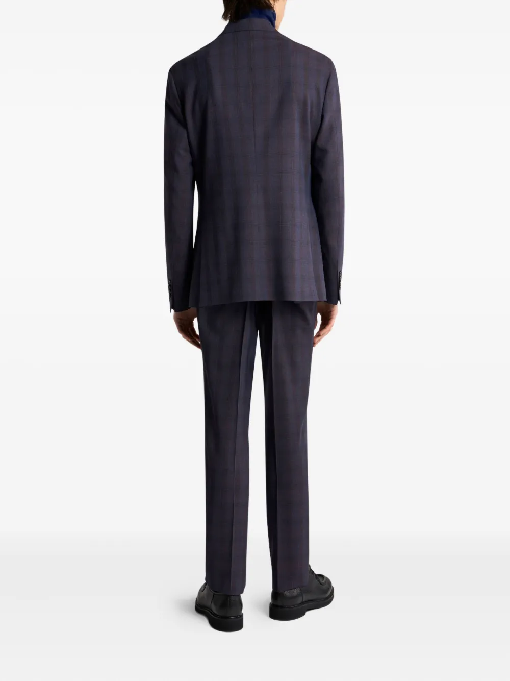 ETRO check-pattern wool suit Blauw