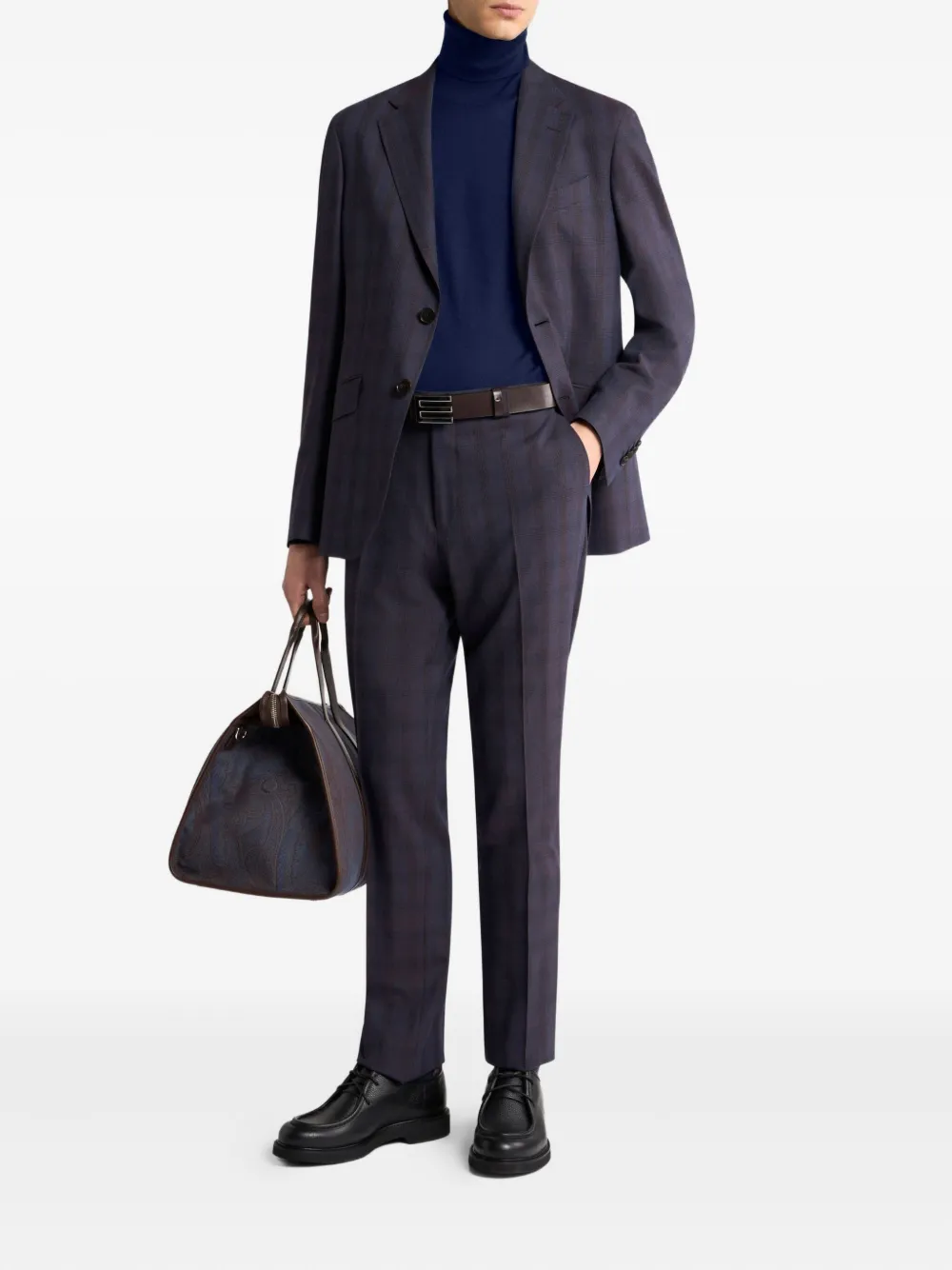 ETRO check-pattern wool suit Blauw