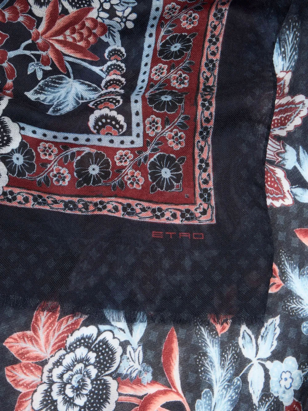 ETRO Sjaal met bloemenprint Blauw