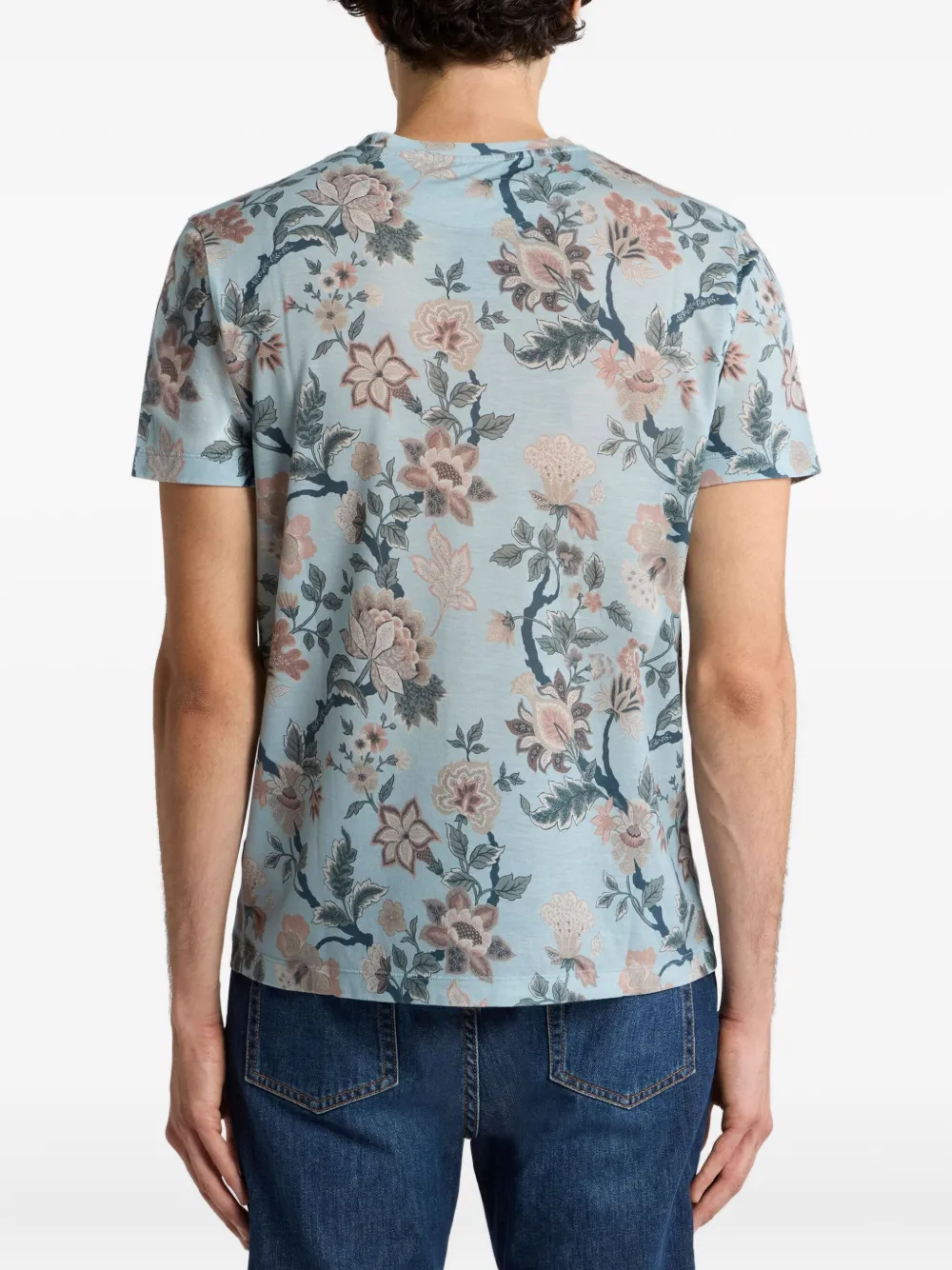 ETRO T-shirt met bloemenprint Blauw