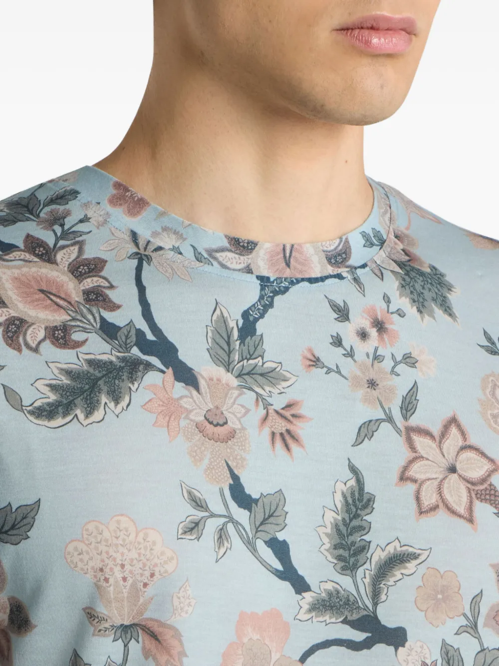 ETRO T-shirt met bloemenprint Blauw