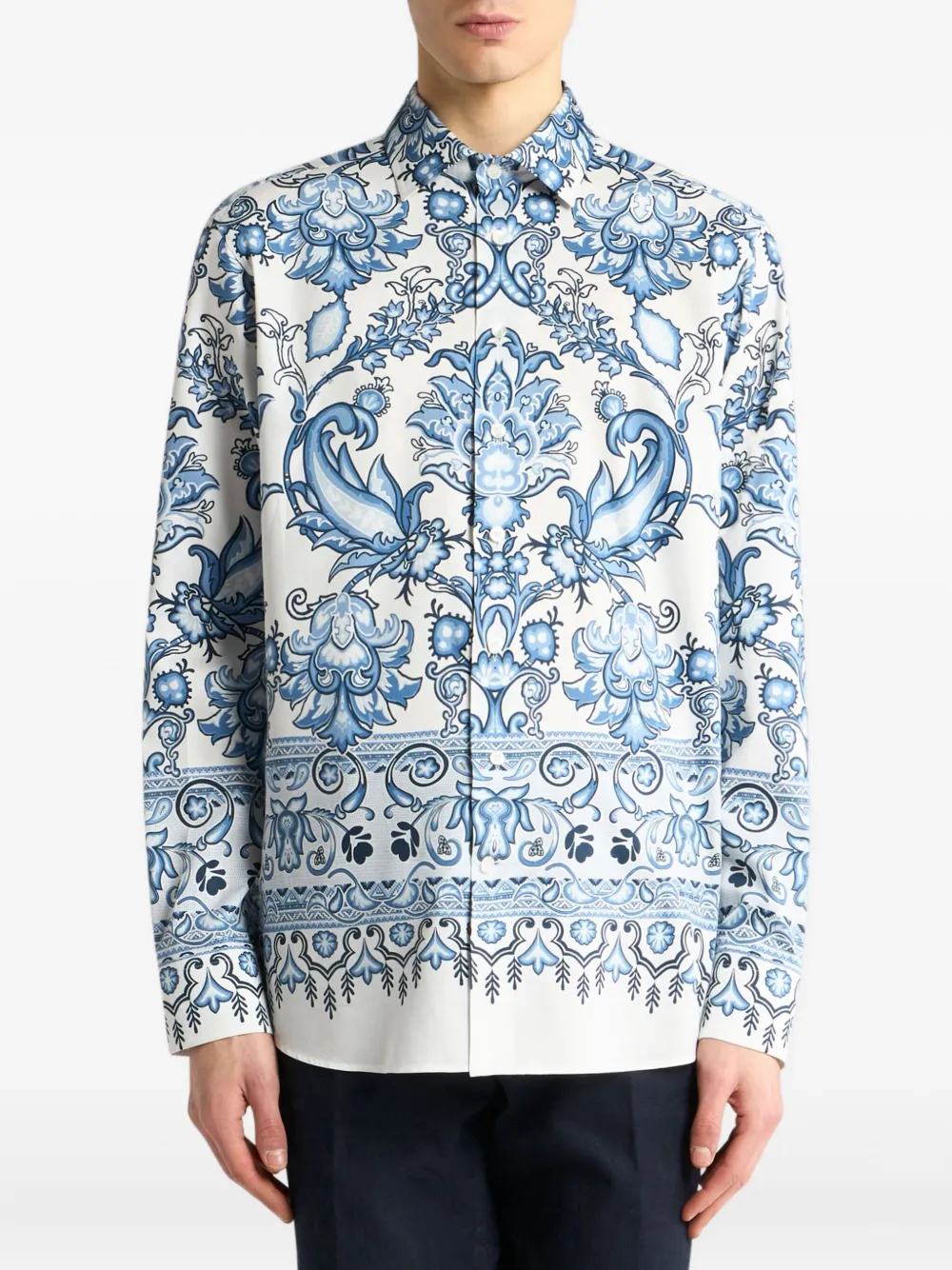 ETRO Katoenen overhemd met print Wit