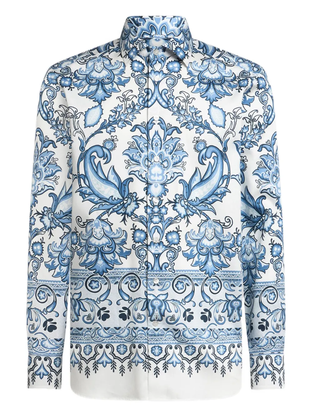 ETRO print long-sleeve cotton shirt Wit