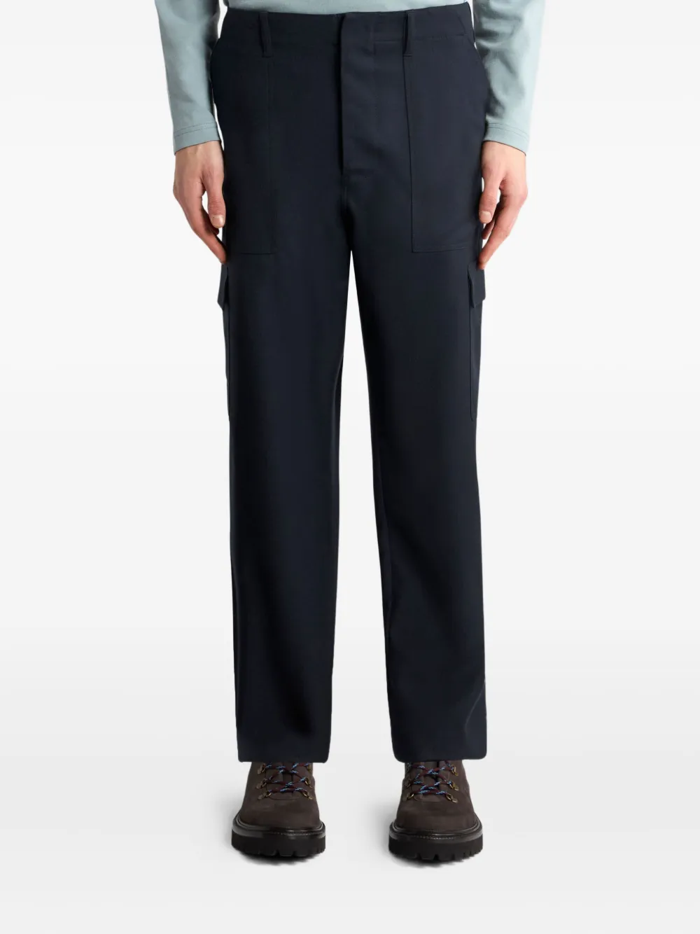 ETRO Wollen regular-fit broek met cargo zak Blauw