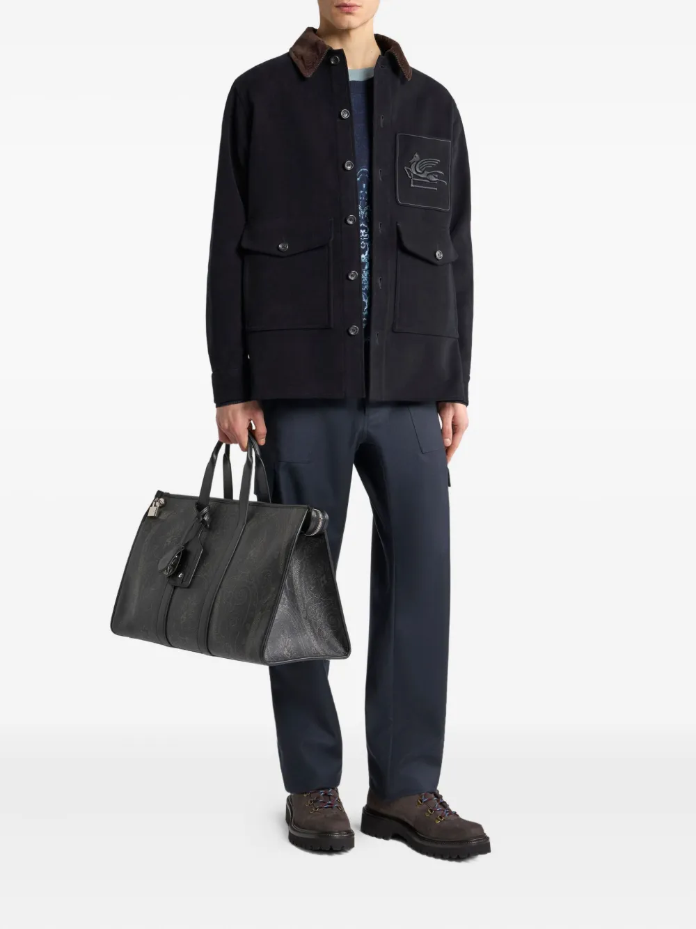 ETRO Wollen regular-fit broek met cargo zak Blauw