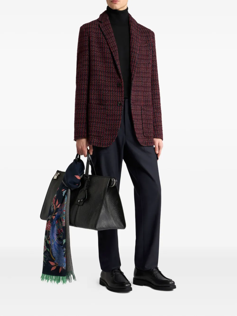 ETRO jacquard herringbone blazer Rood