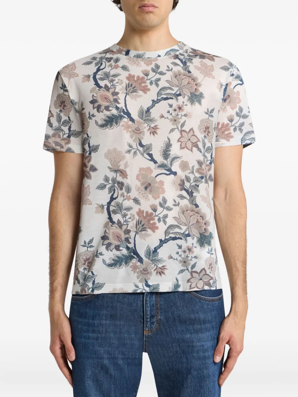 ETRO T-shirt met bloemenprint - Beige