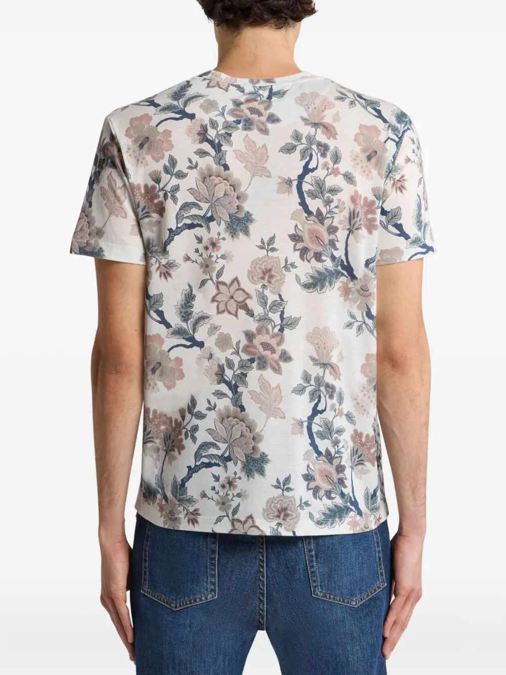 ETRO T-shirt met bloemenprint Beige