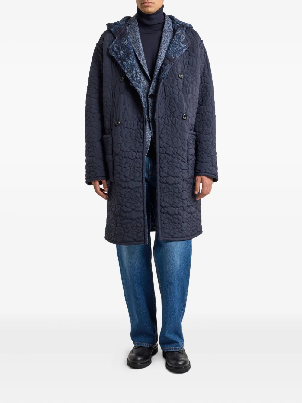 ETRO Gewatteerde jas met paisley Blauw