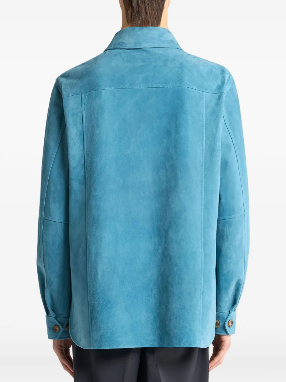 ETRO Suède shirtjack met geborduurde Pegasus Blauw