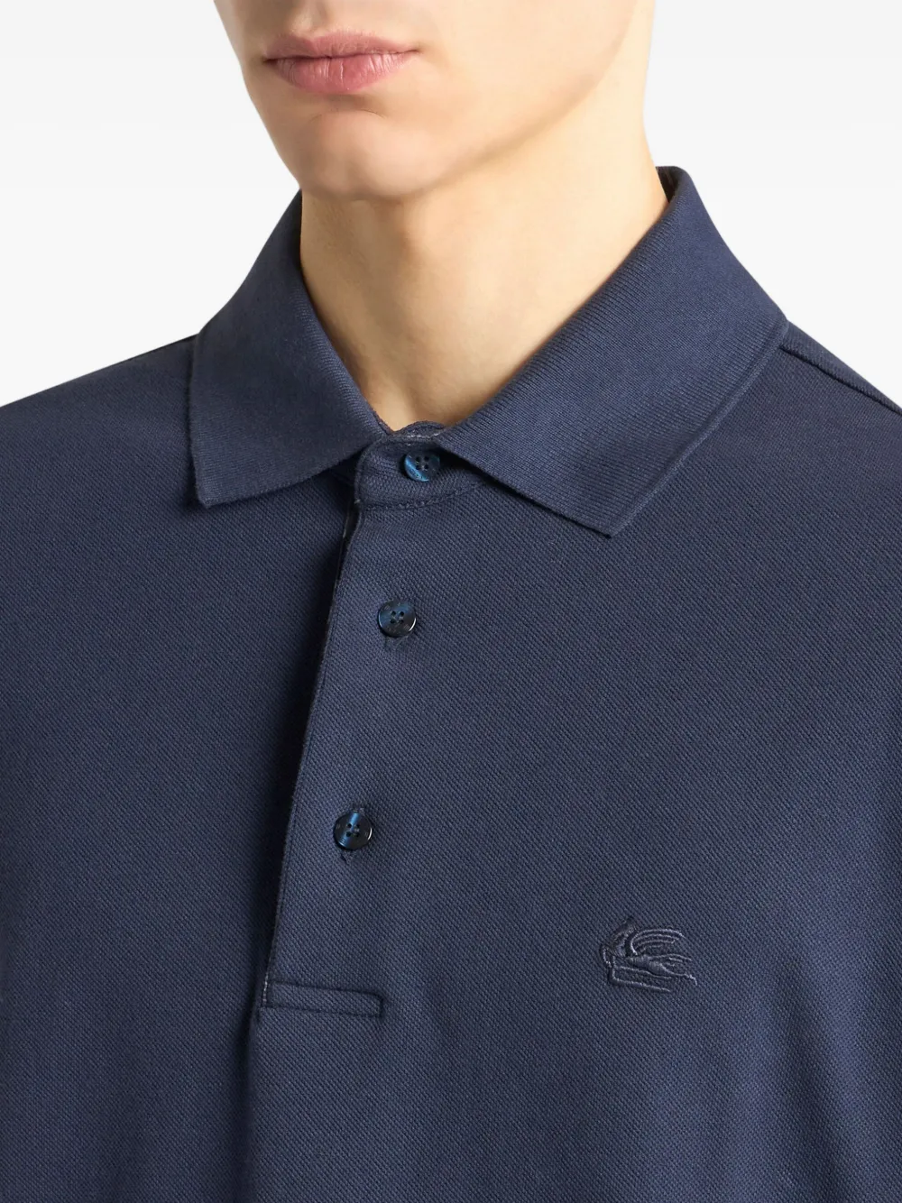 ETRO Poloshirt met geborduurd logo en lange mouwen Blauw