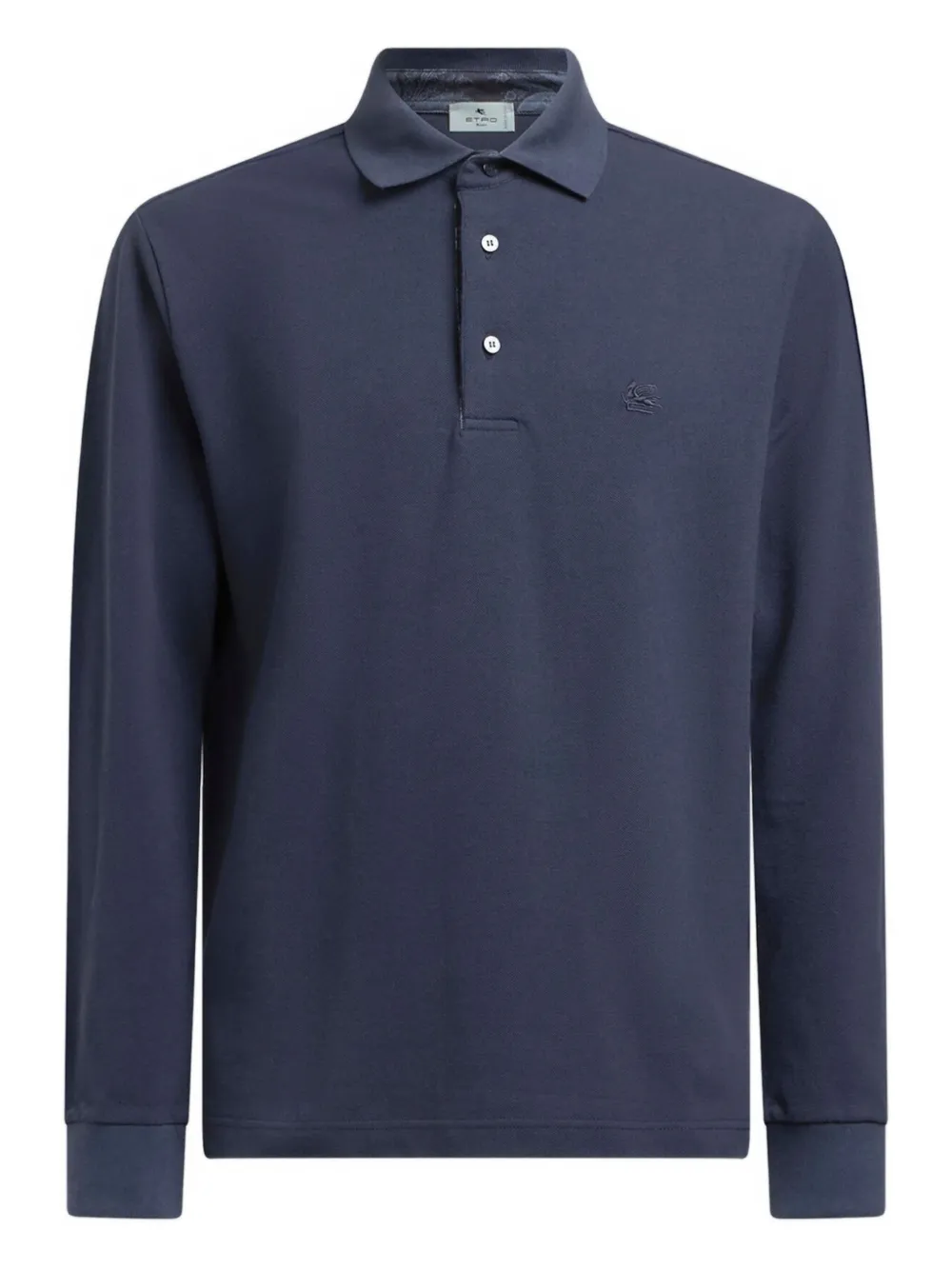 ETRO logo-embroidery long-sleeve polo shirt Blauw