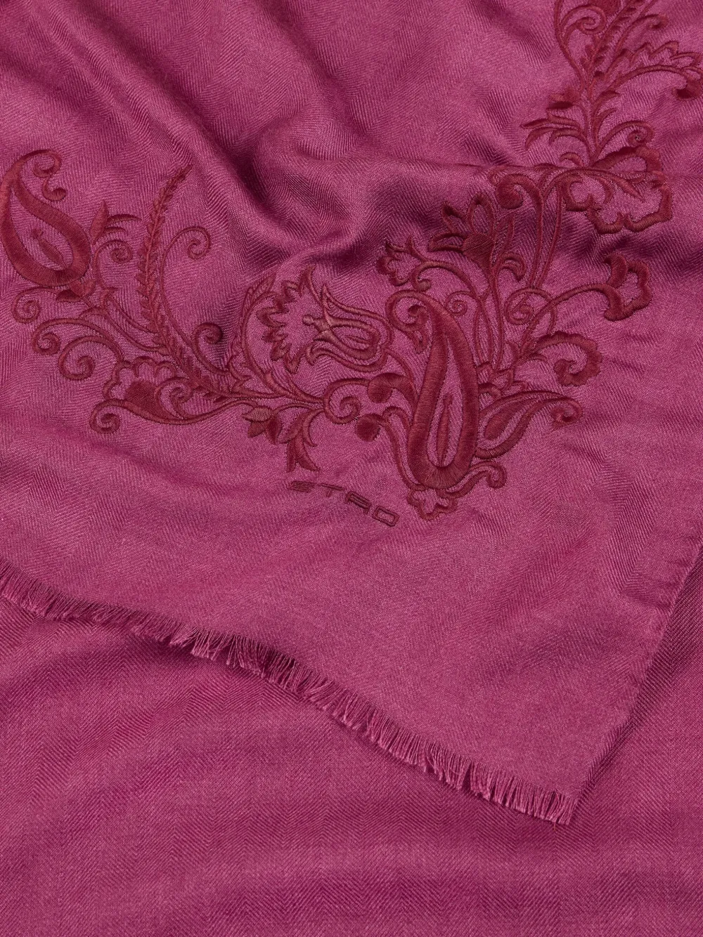 ETRO Sjaal met geborduurd paisley - Roze
