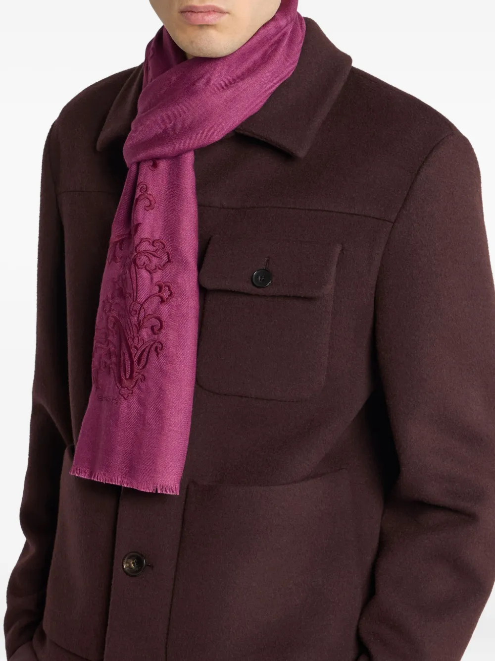 ETRO Sjaal met geborduurd paisley Roze