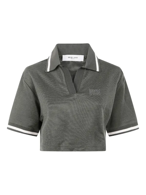 Golden Goose Embroidered-detail Polo Top in Green