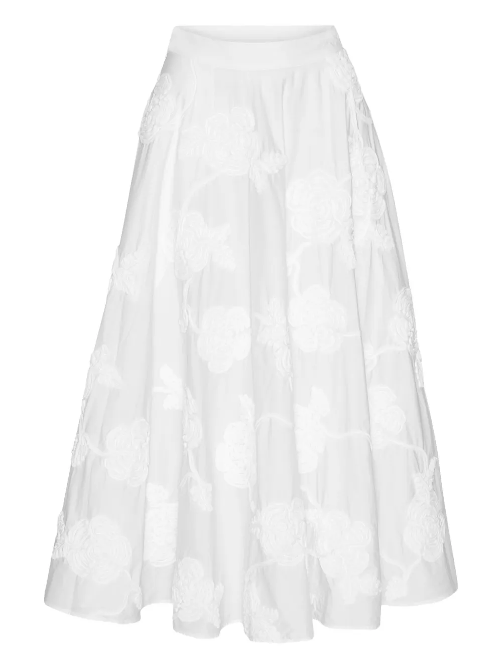 ROTATE BIRGER CHRISTENSEN Midi-rok met geborduurde bloemen Wit