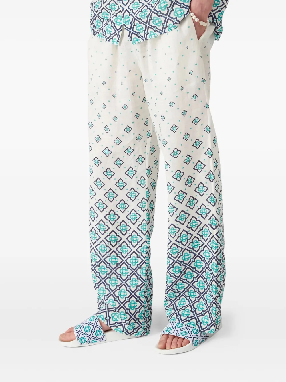 Casablanca Zijden broek met kleurverloop en jacquard Beige