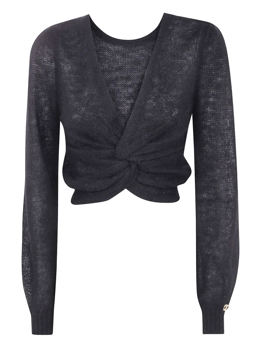 TWINSET twist-front cropped sweater | Black | Image 1