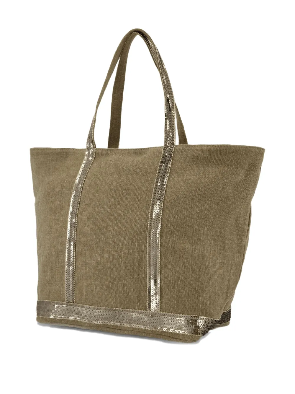 Vanessa Bruno Grote linnen shopper met pailletten Groen