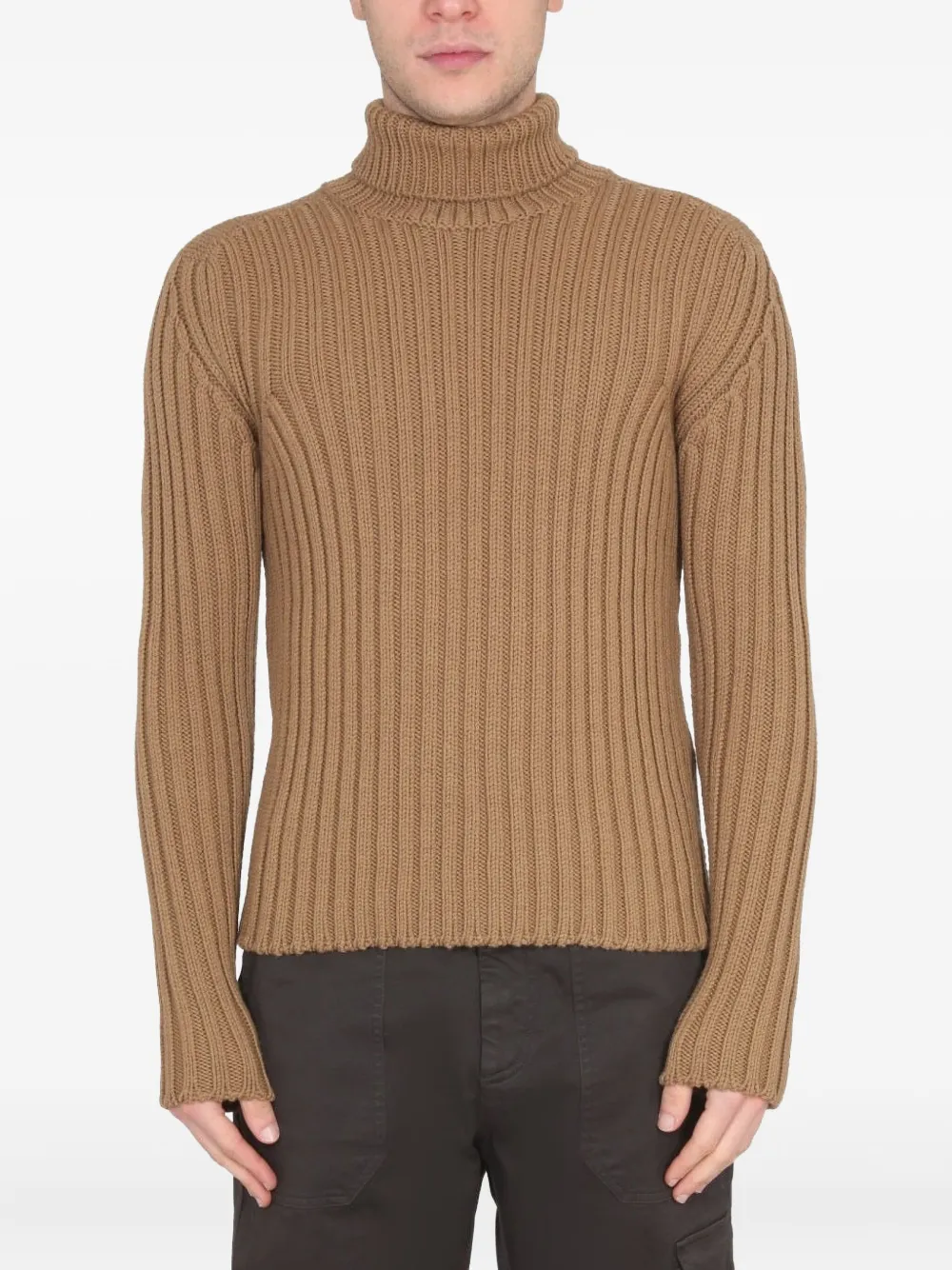 Ten C turtleneck ribbed sweater | Brown | Image 1