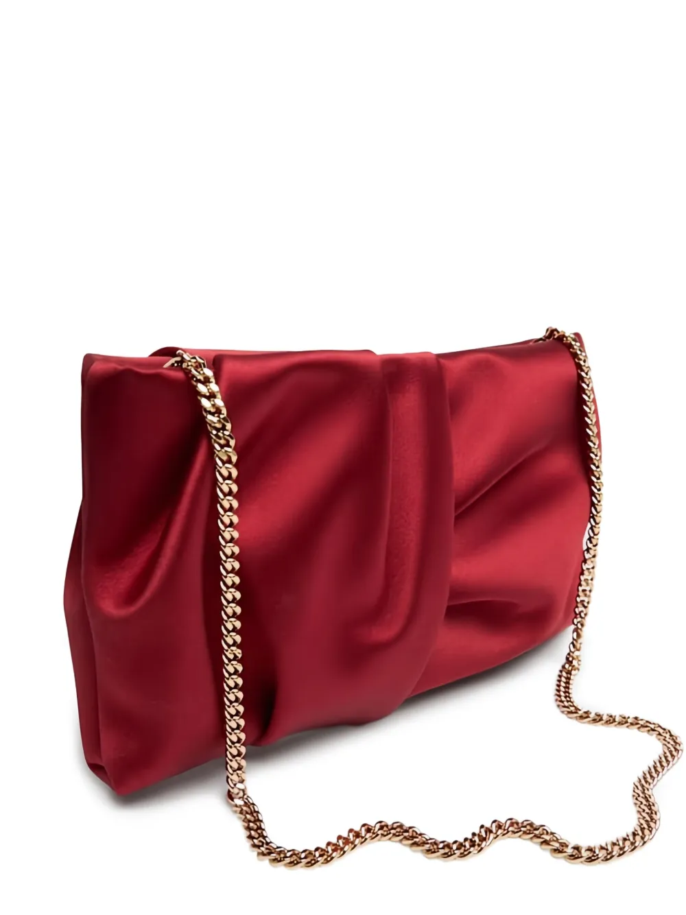 Jimmy Choo Bonny geplooide satijnen clutch Rood