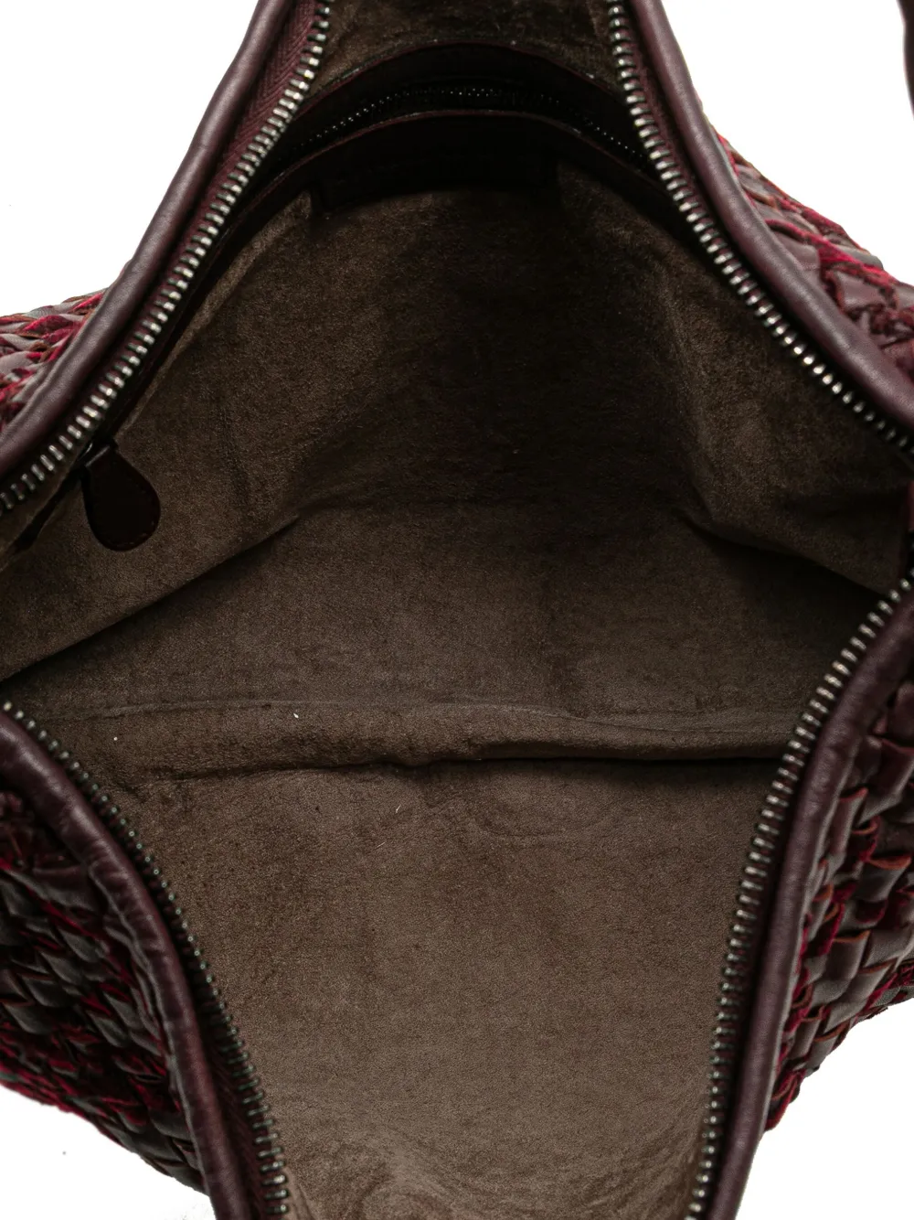 Pre-owned Bottega Veneta 2012-2025 Medium Nappa Velours Intrecciato Fuzzy Veneta Hobo Bag