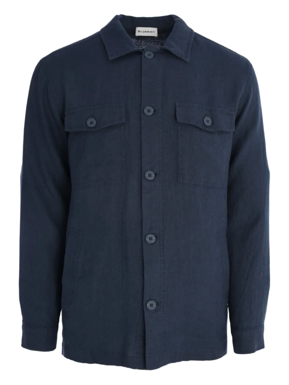 Bluemint Double-pocket Linen Shirt In Blue