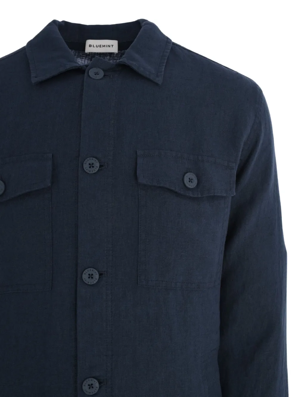 Bluemint Double-pocket Linen Shirt In Blue