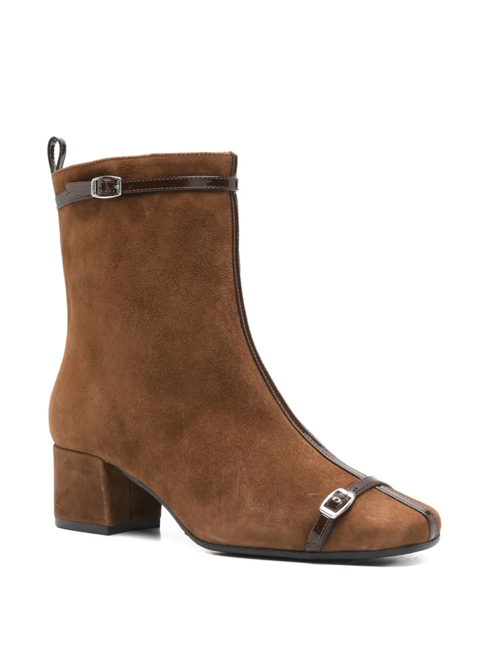 Carel Paris 50mm buckle-detail suede ankle boots Brown