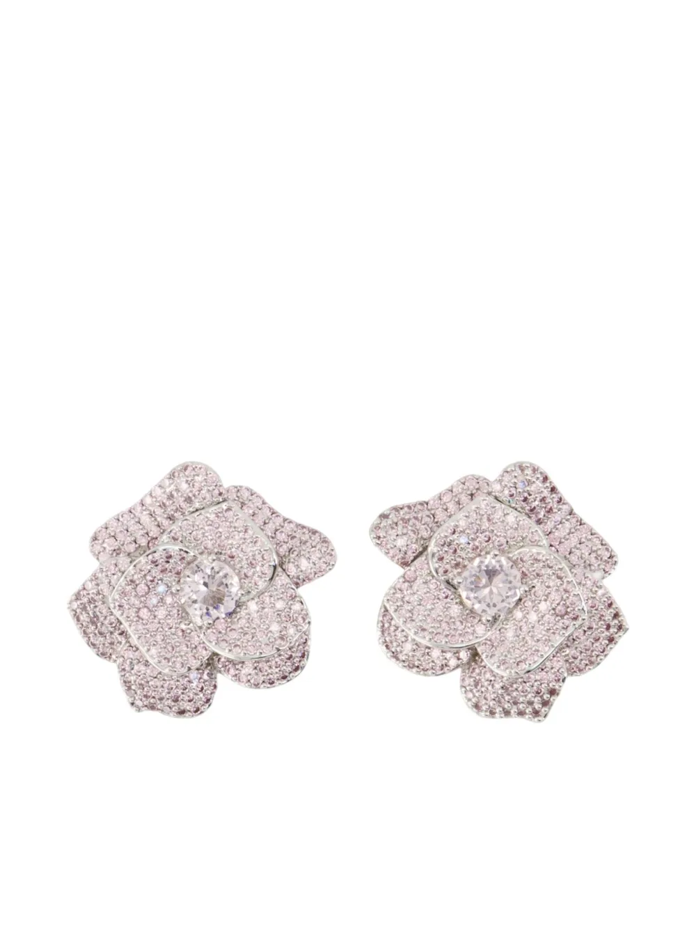 Self-Portrait aretes en forma de flor con apliques de cristal | plateado | Image 1