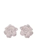Self-Portrait floral crystal-embellished earrings - Silver
