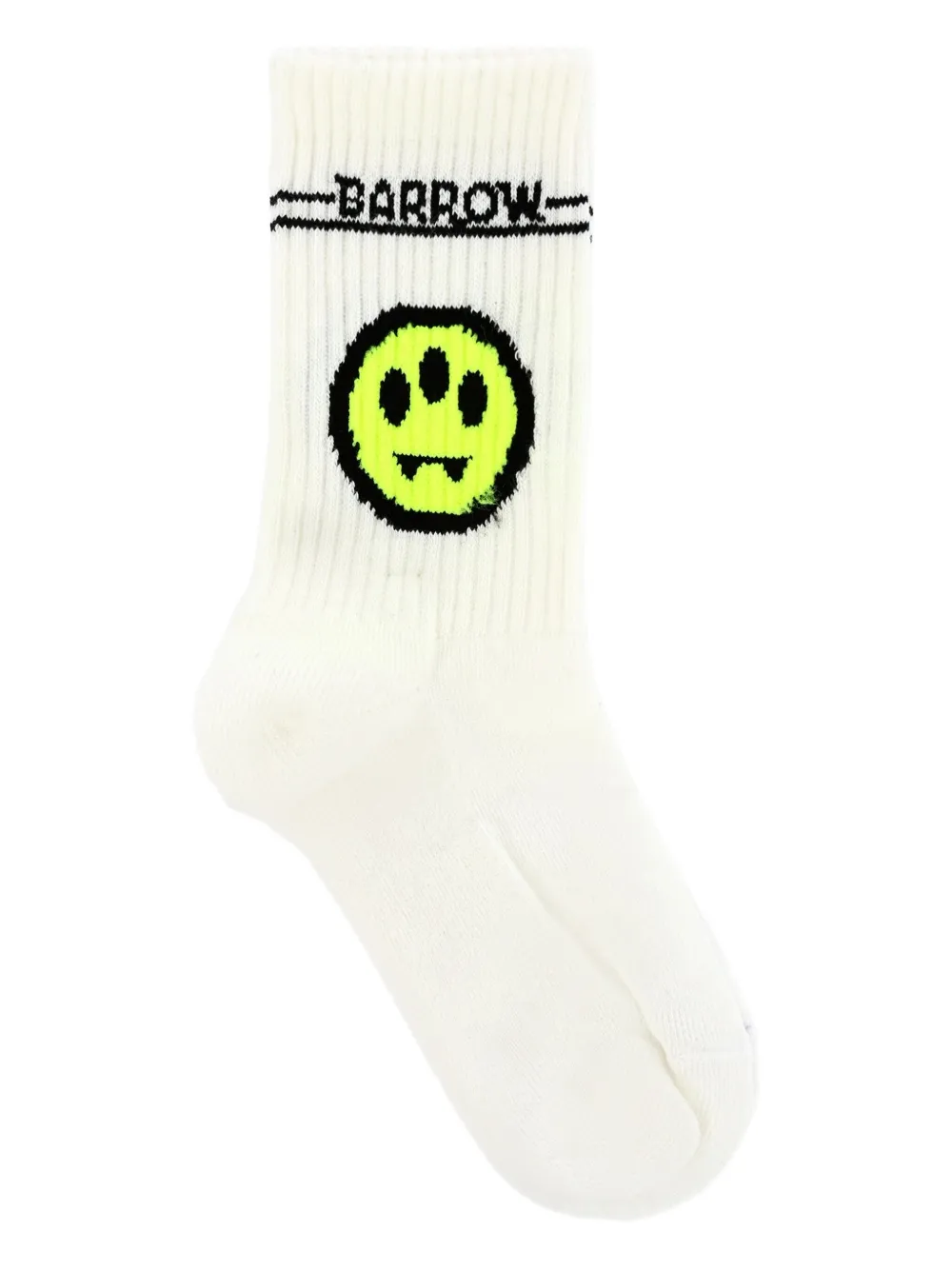 Barrow kids Drie paar geribbelde sokken met smileyprint Wit