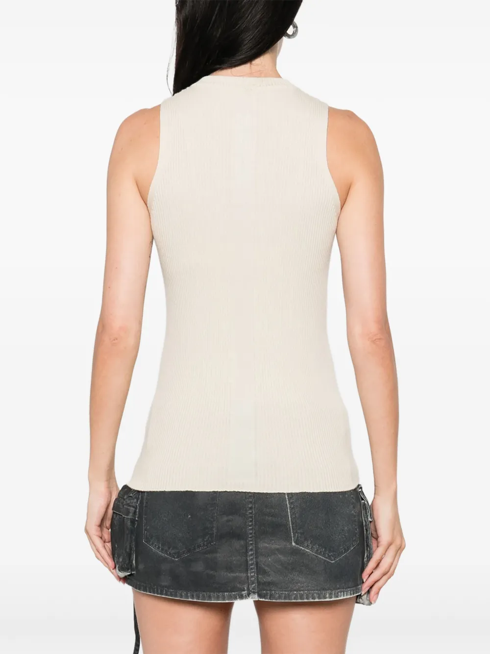 Rick Owens Geribbelde top Beige