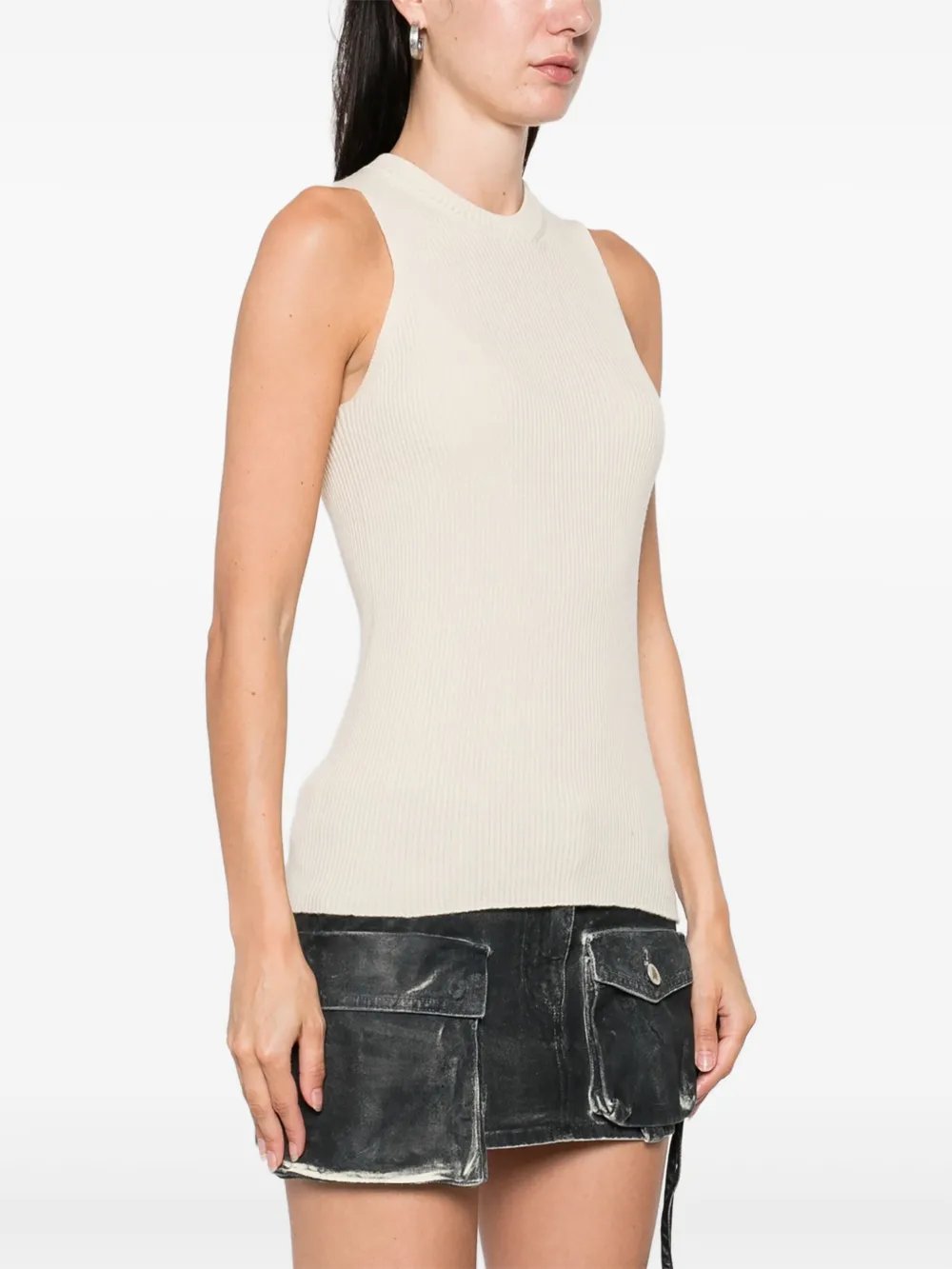 Rick Owens Geribbelde top Beige