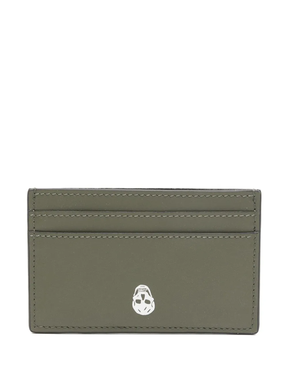 Alexander Mcqueen Logo Skull Leather Card Holder In Brown