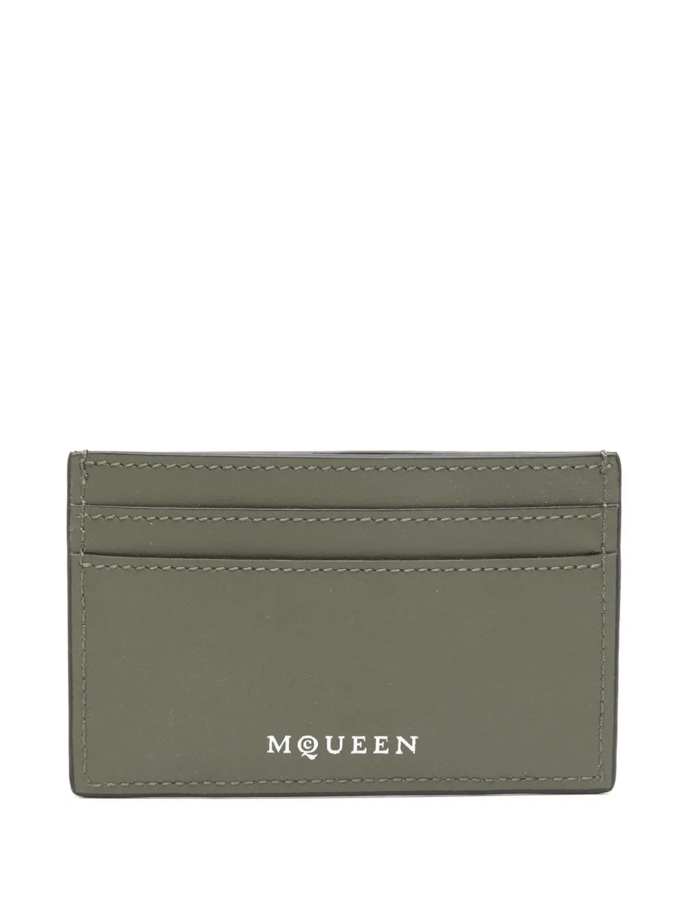 Alexander Mcqueen Logo Skull Leather Card Holder In Brown