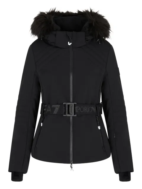Ea7 Emporio Armani chamarra capitonda con cinturón