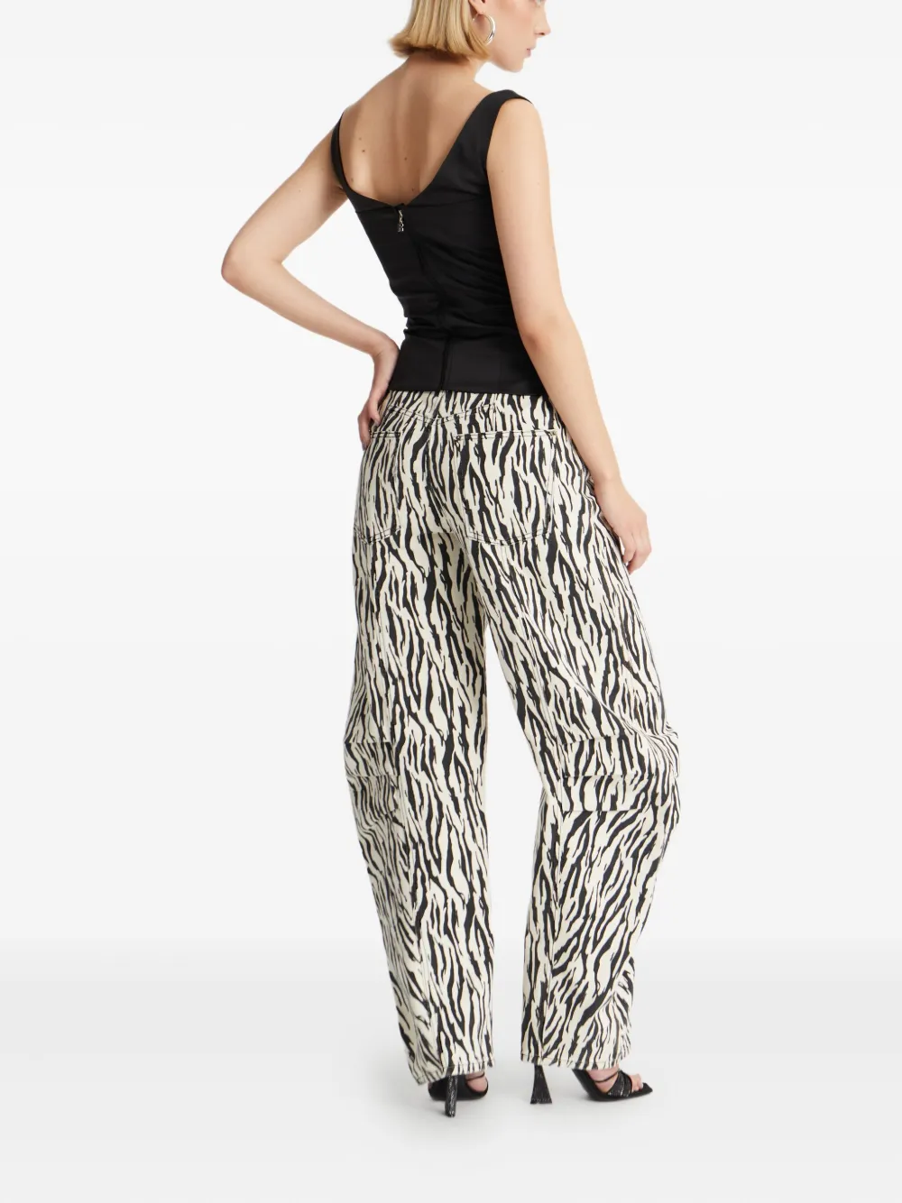 ROTATE BIRGER CHRISTENSEN Twill broek met zebraprint Wit