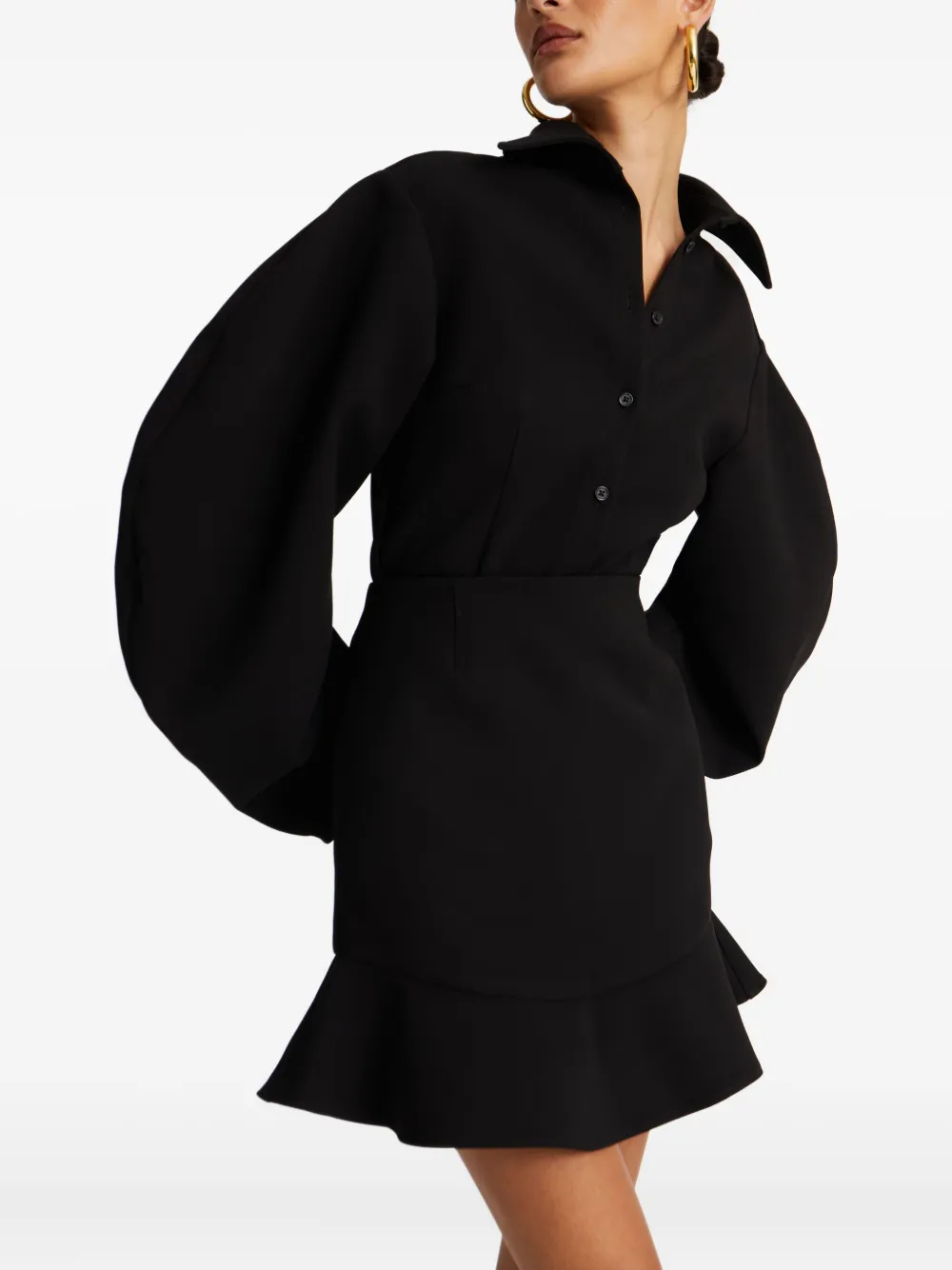ROTATE BIRGER CHRISTENSEN Mini-rok met ruches Zwart