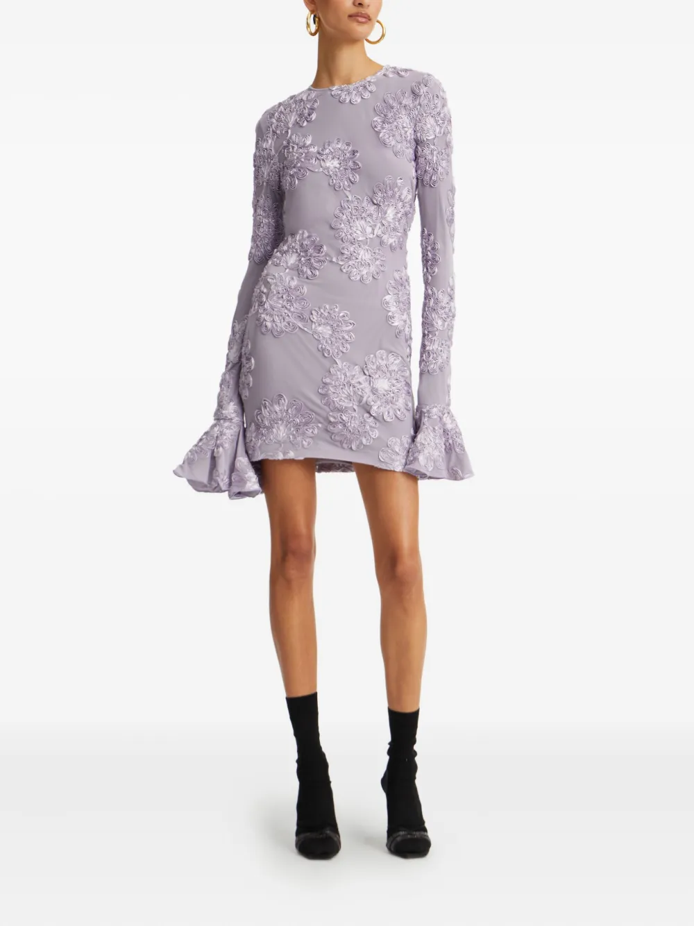 ROTATE BIRGER CHRISTENSEN Mesh jurk met bloemenprint Paars