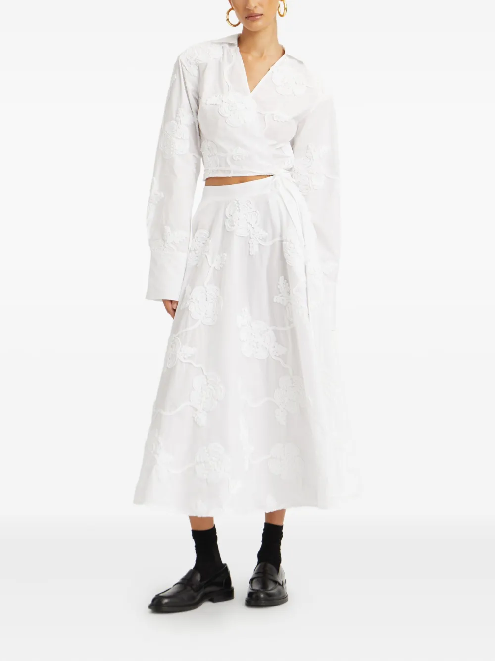 ROTATE BIRGER CHRISTENSEN Wikkelblouse met geborduurde roos - Wit