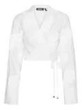 ROTATE BIRGER CHRISTENSEN rose-embroidery wrap shirt - White