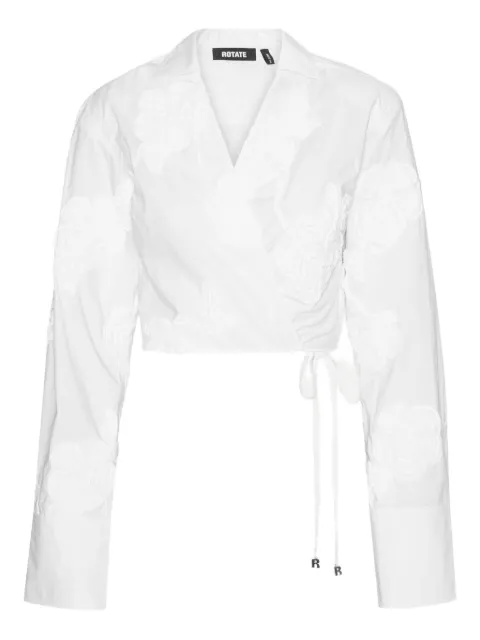 ROTATE BIRGER CHRISTENSEN camisa cruzada con rosas bordadas