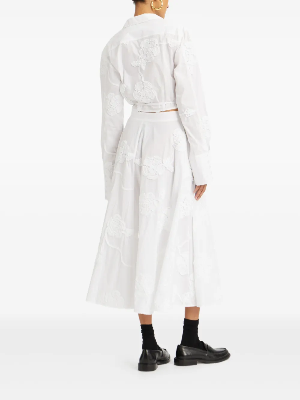  Rotate Birger Christensen Rose-embroidery Wrap Shirt - White 