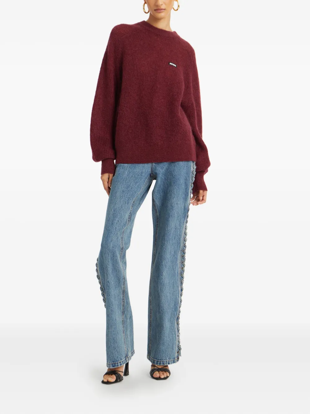 ROTATE BIRGER CHRISTENSEN Trui met logopatch en ballonmouwen Rood