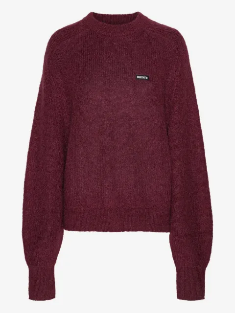 ROTATE BIRGER CHRISTENSEN logo-patch balloon-sleeve knitwear